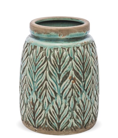 Keramická zelená váza/dóza v řeckém stylu, Amfóra 20x16cm otevřené hrdlo