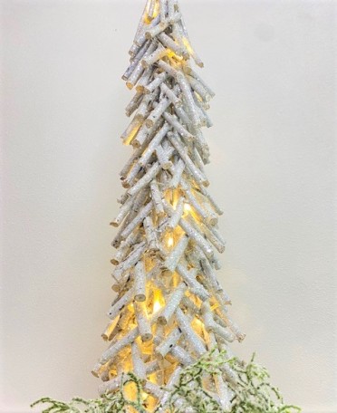 Stromek vánoční svítící stříbrný 60cm