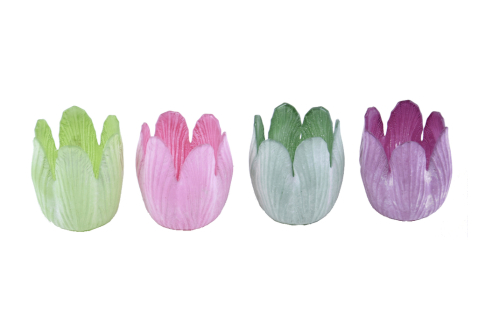 Svícen tulipán na čajovou svíčku, sklo, mix barev