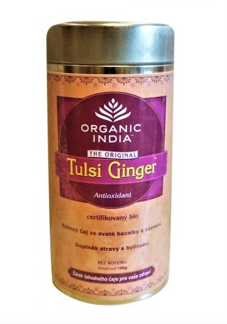 Tulsi Ginger BIO, plech 100g  - Bylinný čaj ze svaté bazalky a zázvoru, bez kofeinu