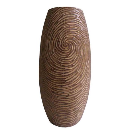 Váza Sahara, pískové barvy 35 cm, rytý vzor, polyresin