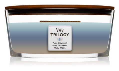 WoodWick – Trilogy vonná svíčka Woven Comforts, Hřejivé pohodlí, 30-40 hod