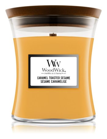 WoodWick – vonná svíčka Caramel Toasted Sesame (Sezamové sušenky s karamelem),20-30 hod