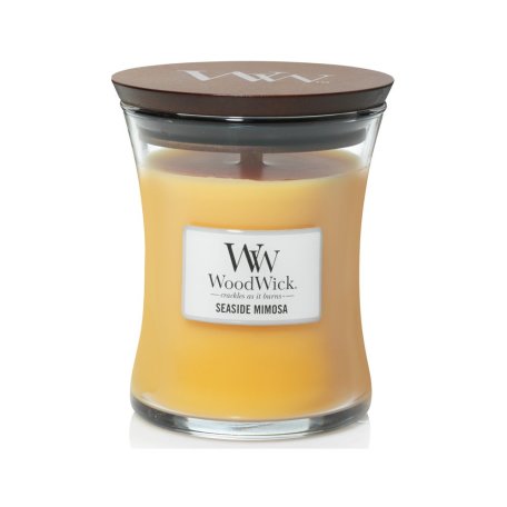 WoodWick – vonná svíčka, Seaside Mimosa (Mimóza na pobřeží) střední, 275 g, 55-65h