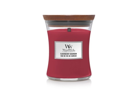 WoodWick – vonná svíčka, Elderberry Bourbon (Bourbon s bezem) střední 55-65h