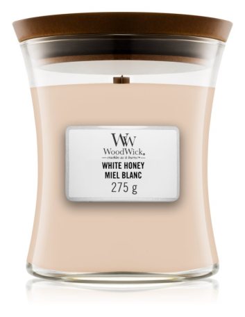 WoodWick – vonná svíčka White Honey (Bílý med), malá 20-30 hod