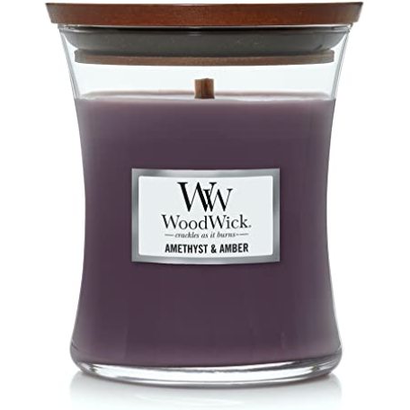 WoodWick – vonná svíčka Amethyst & Amber (Ametyst a ambra), malá 20-30 hod