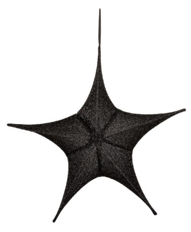 Látková hvězda, černá, na zip, 58cm