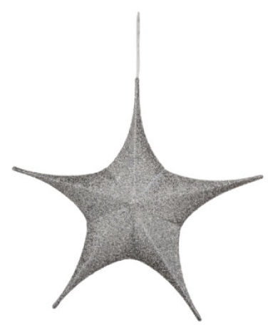 Látková hvězda, stříbrná, na zip, 58cm