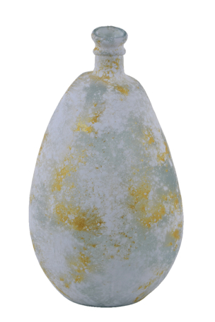 Váza SIMPLICITY, modrá patina, bílo zlaté zdobení, atypický tvar, sklo, 47cm