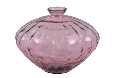 Váza MARILYN tvar dýně , růžové recyklované sklo  28 x 40cm