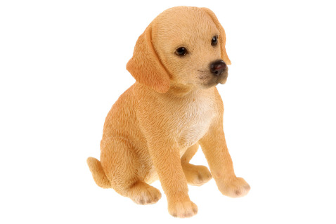 Pes/štěně Labrador/Retriever- jako živý, polyresin 7x8cm