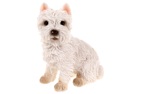 Pes/štěně Westík skotský teriér - jako živý, polyresin 7x8cm