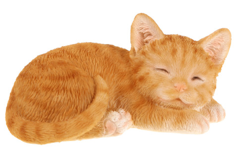 Kočka/kotě zrzeček, ležící - jako živá, 10x6cm