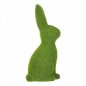 Zajíc jarní se zeleným plyšem, keramika, zelená barva, 12 x 26cm